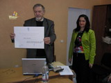 Вручение Европейского Сертификата инструктору дианализа и организатору семинаров Оксане Придатко. 